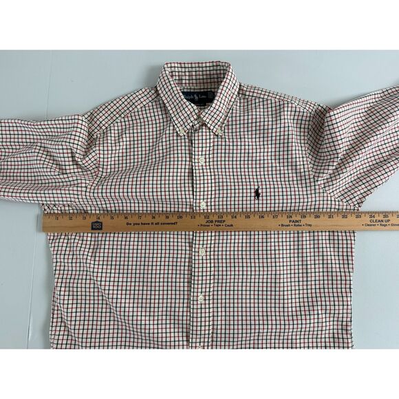 Ralph Lauren Men's Long Sleeve Button Down Shirt Cream Red Black Size M - Picture 8 of 12